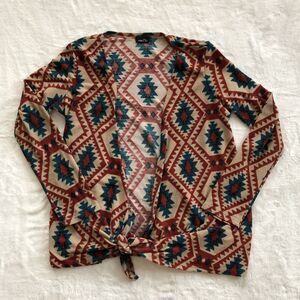 Rue 21 Women’s Size Large Geometric Multicolor Wrap Cardigan